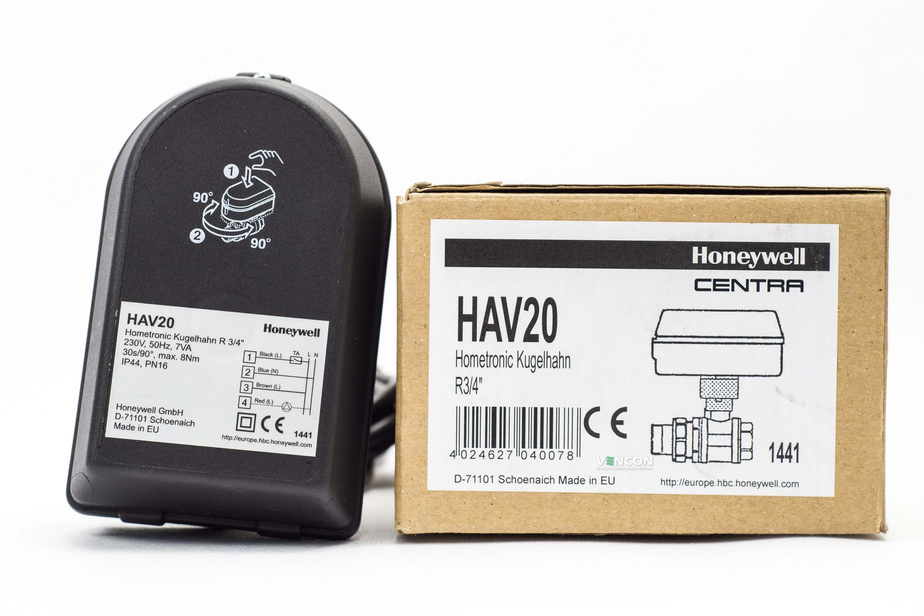Кульовий кран з електричним приводом Honeywell SPDT ДУ20 HAV20 3